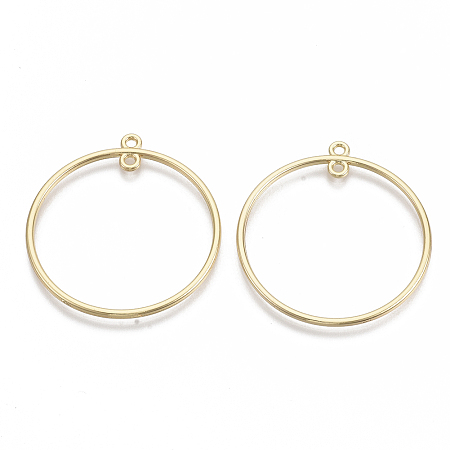 Honeyhandy Alloy  2-Loop Link Pendants, Round Ring, Light Gold, 42.5x39x2mm, Hole: 1.8mm