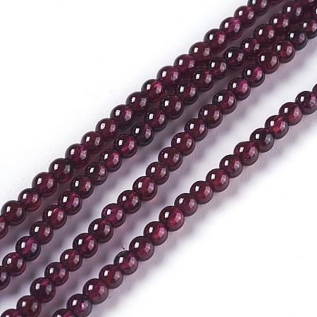 Arricraft Natural Garnet Beads Strands, Round, 2.5~3mm, Hole: 0.8mm, about 143pcs/strand, 15.47 inches(39.3cm)