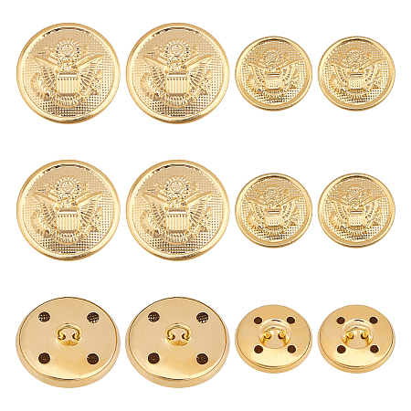 Olycraft 40Pcs 2 Style Brass Buttons, 1-Hole Buttons with Pattern, for Sewing Crafting, Half Round