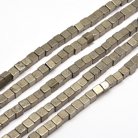 Arricraft Cube Natural Pyrite Beads Strands, 8x8x8mm, Hole: 1mm, about 49pcs/strand, 15.7 inches