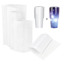 PANDAHALL ELITE PET Heat Shrinkable Bag, Vacuum Cup Membrane, Shrink Film, Doubleport Bag, Rectangle, White, 40pcs/set