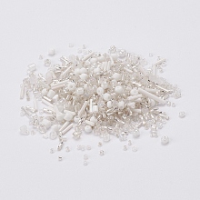 Honeyhandy Glass Seed Beads, Mixed Style, Mixed Shapes, White, 1~7x2~4mm, Hole: 0.7~1mm