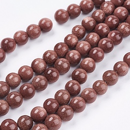 Arricraft Synthetic Goldstone Bead Strands, Round, 8mm, Hole: 1mm, about 48pcs/strand, 14.9 inches