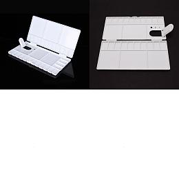 Arricraft 2Pcs 2 Style Plastic Watercolor Palette Box, Rectangle, White, 13.5~20x20~26x1.3~2.1cm, 1pc/style