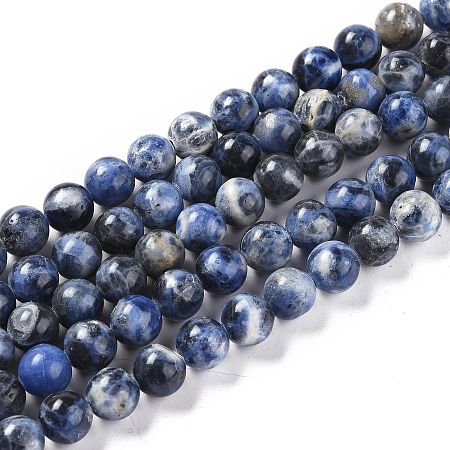 ARRICRAFT Natural Sodalite Beads Strands, Round, 8mm, Hole: 0.7mm, about 46~48pcs/strand, 14.49~14.96 inches(36.8~38cm)
