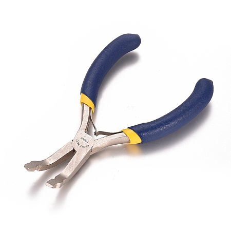 Iron Bent Nose Pliers, with Non-Slip Comfort Grip Handle, for Jewelry Making Beading Repair Supplies, Blue, 132x66.5x11.5mm