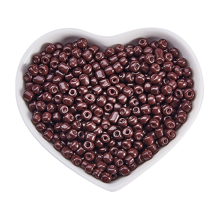 ORNALAND 6/0 Baking Paint Glass Seed Beads, Coconut Brown, 4~5x3~4mm, Hole: 1~2mm, about 1600pcs/bag