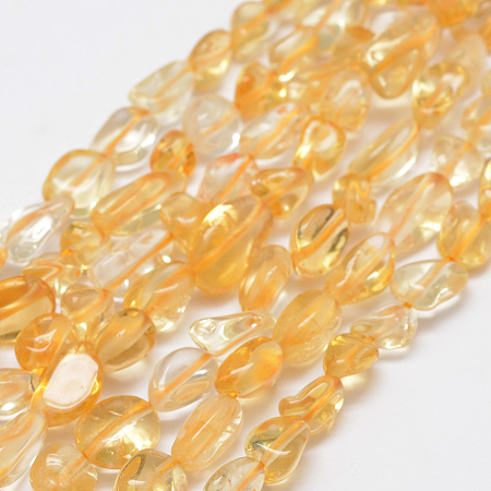 Arricraft Natural Citrine Beads Strands, Nuggets, 6~8x4~6mm, Hole: 1mm, 15.3 inches(39cm)