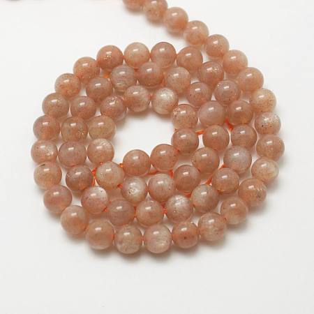 Arricraft Natural Gemstone Sunstone Round Bead Strands, 6mm, Hole: 1mm, about 63~65pcs/strand, 15.7 inches