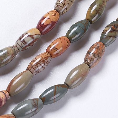 Arricraft Natural Picasso Stone/Picasso Jasper Beads Strands, Rice, 14~17x7.5~9mm, Hole: 1mm, about 24pcs/strand, 15.5 inches