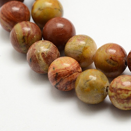 ARRICRAFT Natural Red Rainbow Jasper Beads Strands, Round, 8mm, Hole: 1mm, about 47pcs/strand, 15.3 inches(39cm).