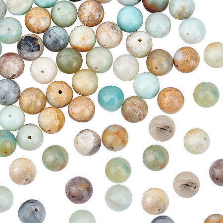 Olycraft Natural Amazonite Beads Strands, Round, 10mm, Hole: 1mm; about 38pcs/Strand, 15.55 inches(39.5cm)