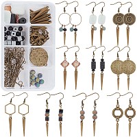 SUNNYCLUE DIY Earrings Making Kits, include Alloy Pendants & Linking Rings, Natural Gemstone & Glass & Freshwater Shell Beads, Brass Earring Hooks, Mixed Color