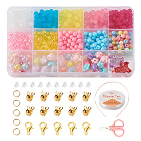 Arricraft DIY Jewelry Making Kits for Kids, Including Opaque & Transparent Acrylic Beads, Zinc Alloy Lobster Claw Clasps, Scissors, Iron Jump Rings & Hair Band Findings & Bead Tips, Plastic Ear Nuts, Mixed Color, Beads: 645~647pcs/set