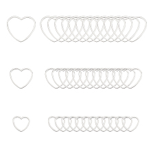 Unicraftale 304 Stainless Steel Linking Ring, Heart, Stainless Steel Color, 10~18x11.5~19.5x0.8mm; 36pcs/box