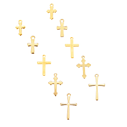 Unicraftale 304 Stainless Steel Pendants, Cross, Golden, 68x52x11mm; 50pcs/box