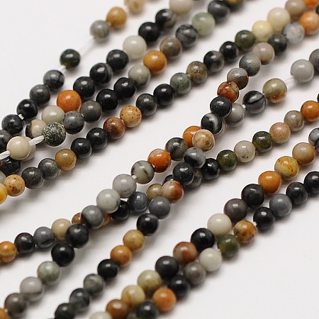 Arricraft Natural Picasso Stone/Picasso Jasper Bead Strands, Round, 2mm, Hole: 0.8mm, about 184pcs/strand, 16 inches