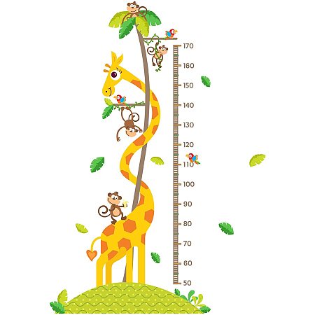 SUPERDANT 2pcs/Set Family Height Growth Chart Wall Sticker Cartoon Jungle Animals Self-Adhesive Height Wall Sticker for Bedoom Nursery Living Room Decor 38