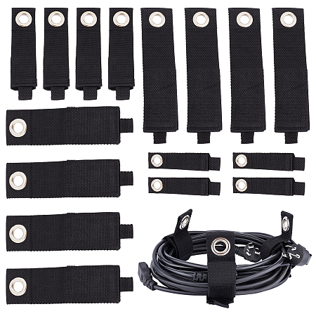 Gorgecraft Heavy-Duty Wrap-It Storage Straps, Nylon Hook and Loop Extension Cord Organizer Hanger, Cord Wrap Keeper, Cable Straps, Black, 16pcs/set