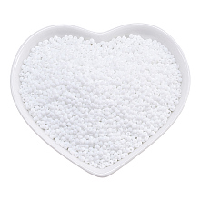 Ornaland Glass Seed Beads, Grade A, Baking Varnish, Opaque Colours, Round, White, 2x1.5mm, Hole: 0.7mm; about 11200pcs/bag