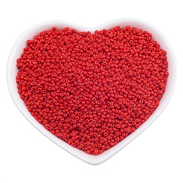 ORNALAND Opaque Glass Seed Beads, Grade AA, Round, Crimson, 2.3x1.5mm, Hole: 1mm; about 17000pcs/bag