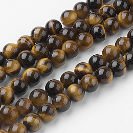 ARRICRAFT Natural Yellow Tiger Eye Bead Strands, Round, Grade A, 6~6.5mm, Hole: 1mm, about 60pcs/strand, 14.9 inches(38cm)