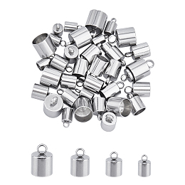 Unicraftale 304 Stainless Steel Cord Ends, End Caps, Stainless Steel Color, 8.7~13x5~9mm, Hole: 1.5~3.5mm, 40pcs/box