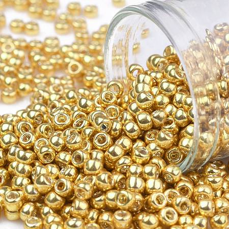 TOHO Round Seed Beads, Japanese Seed Beads, (557) Gold Metallic, 8/0, 3mm, Hole: 1mm, about 222pcs/10g