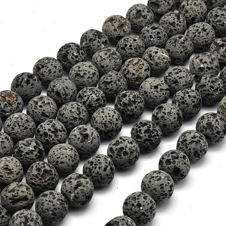 ARRICRAFT Unwaxed Natural Lava Rock Bead Strands, Round, 16mm, Hole: 1.5mm, about 25pcs/strand, 15.5 inches