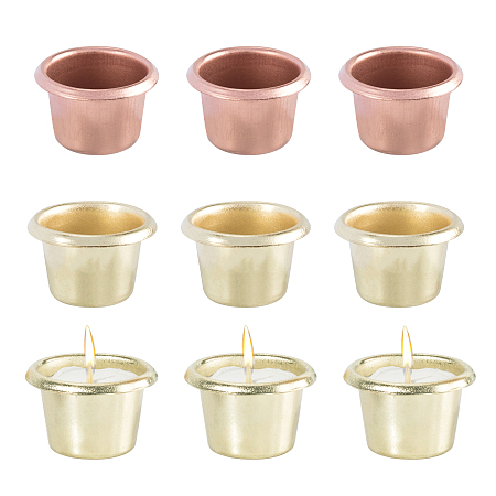 OLYCRAFT Iron Candle Cups, for Candle Making Tools, Mixed Color, 28x17.5mm, Hole: 4.5mm; 2colors, 5pcs/color, 10pcs/set