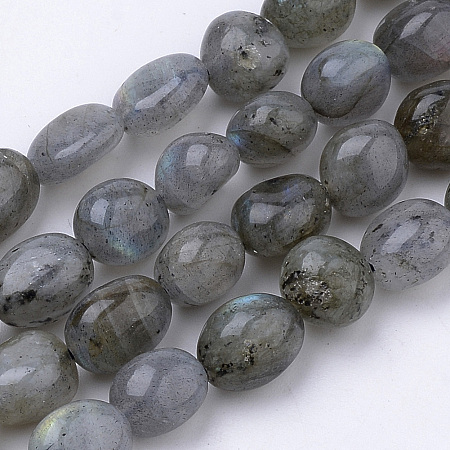 ARRICRAFT Natural Labradorite Beads Strands, Oval, 6~12x5~8x3~8mm, Hole: 1mm, about 50~57pcs/strand, 15.7 inches