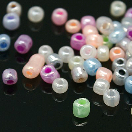 ORNALAND 8/0 Glass Seed Beads, Ceylon, Round, Mixed Color, 3mm, Hole: 1mm, about 3600pcs/bag