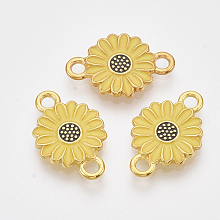 Honeyhandy Golden Tone Alloy Links connectors, with Enamel, Daisy Flower, Gold, 20.5x13.5x2.5mm, Hole: 2mm