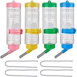 No Drip Small Animal Water Bottle, for Small Pet/Bunny/Ferret/Hamster/Guinea Pig/Rabbit, Mixed Color, 212x76x51.5mm, Hole: 3mm; Capacity: 250ml, 4pcs/set