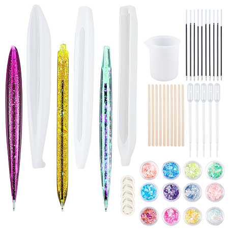 Olycraft Ballpoint Pen Refills, Pen Silicone Molds, Birch Wooden Craft Sticks, Latex Finger Cots, Plastic Transfer Pipettes, Measuring Cup Silicone Glue, Nail Art Glitter Sequins, Mixed Color