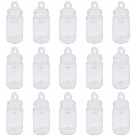 Glass Vials, with Plastic Plug, Wishing Bottles, for  Seed Beads Storage, Clear, 2.8~2.9x1.1cm, Hole: 3mm; Capacity: 1.5ml(0.05 fl. oz)