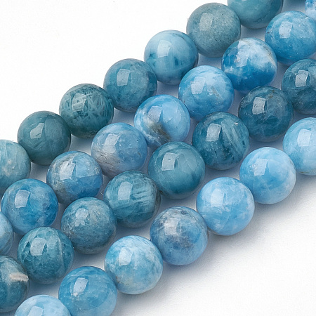 ARRICRAFT Natural Apatite Beads Strands, Round, 6x6mm, Hole: 1mm, about 62pcs/strand, 15.5 inches