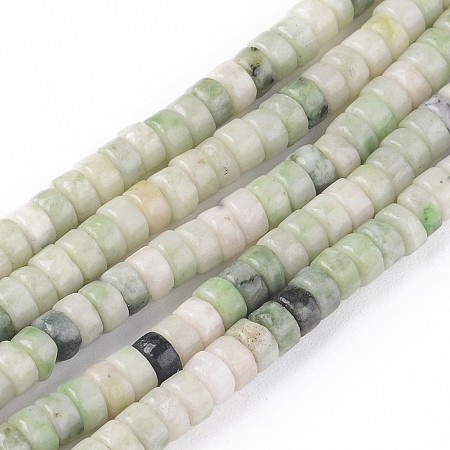 Arricraft Natural Qinghai Jade Beads Strands, Heishi Beads, Flat Round/Disc, 4.5x2.5mm, Hole: 0.8mm, about 160pcs/Strand, 15.7 inches(40cm)