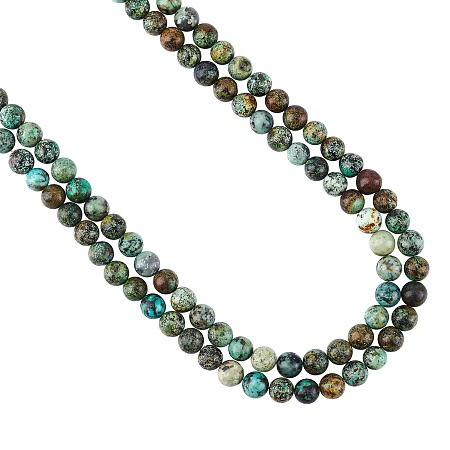 Arricraft About 96 Pcs 8mm Nature Stone Beads, Nature African Turquoise Round Beads, Gemstone Loose Beads for Bracelet Necklace Jewelry Making ( Hole: 1mm )