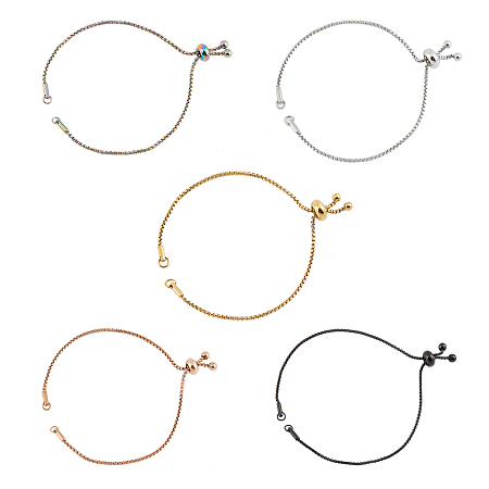 UNICRAFTALE Adjustable Stainless Steel Bracelet Making, Slider Bracelets, Mixed Color, 5pcs/box