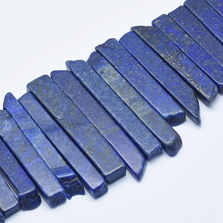 Arricraft Natural Lapis Lazuli Beads Strands, Top Drilled Beads, Rectangle, 24~68x7~11x7~11mm, Hole: 2mm, about 46pcs/strand, 15.3 inches(39cm)