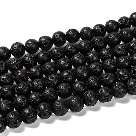 ARRICRAFT Natural Lava Rock Beads Strands, Round, 8mm, Hole: 1mm, about 47pcs/strand, 15.7 inches