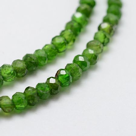 ARRICRAFT Natural Diopsidel Beads Strands, Faceted, Rondelle, 2x3mm, Hole: 1mm, about: 191pcs/strand, 16.35 inches(39cm)