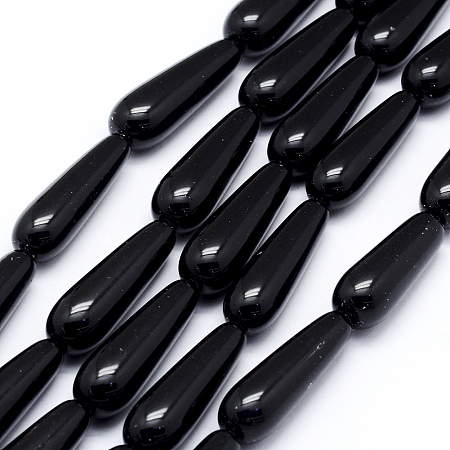 Arricraft Natural Obsidian Beads Strands, teardrop, 29~30x9~10mm, Hole: 1.5mm, about 13pcs/strand, 15.3 inches(39cm)
