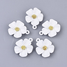 Honeyhandy Spray Painted Alloy Pendants, Flower, White, 23.5x19.5x6mm, Hole: 1.8mm