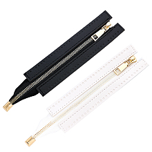 PU Leather Zipper Sewing Accessories, for DIY Woven Bag Hardware Accessories, Mixed Color, 240x50x3mm; 2 colors, 1pc/color, 2pcs/set