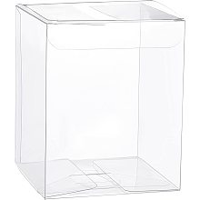 BENECREAT 12PCS 3x3x4" Clear PVC Box Retangle Plastic Gift Box with Film in the Surface for Birthday Choclates and Wedding Party Candy Cookies Favors