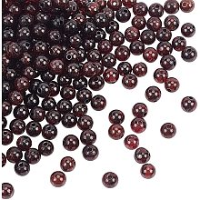 Olycraft Natural Garnet Beads Strands, Round, 4mm, Hole: 1mm; about 98pcs/Strand, 15.55''(39.5cm), 2strand/box