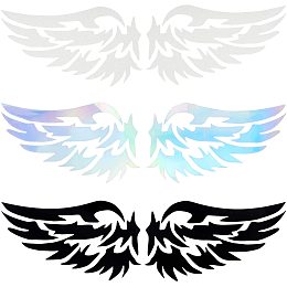 Wings Holographic Vinyl Carved Hollow Decal Sticker, Car Decoration, Mixed Color, 24.8x7.2x0.01cm; 4pcs/color, 3 colors, 12pcs/set