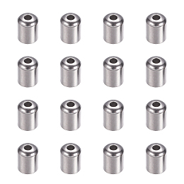 Unicraftale Stainless Steel Cord Ends, End Caps, Column, Stainless Steel Color, 6.5x5mm, Hole: 1mm; 4mm inner diameter; 50pcs/box